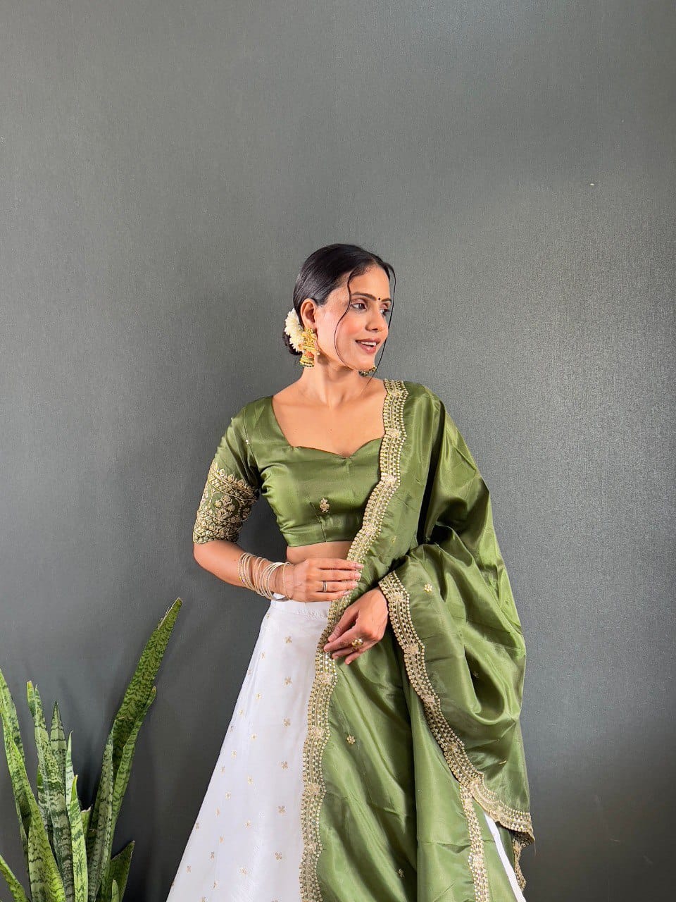 Mausam Designer Lehenga Set | Heavy Embroidery Chinon Lehenga with Malbari Silk Choli & Dupatta