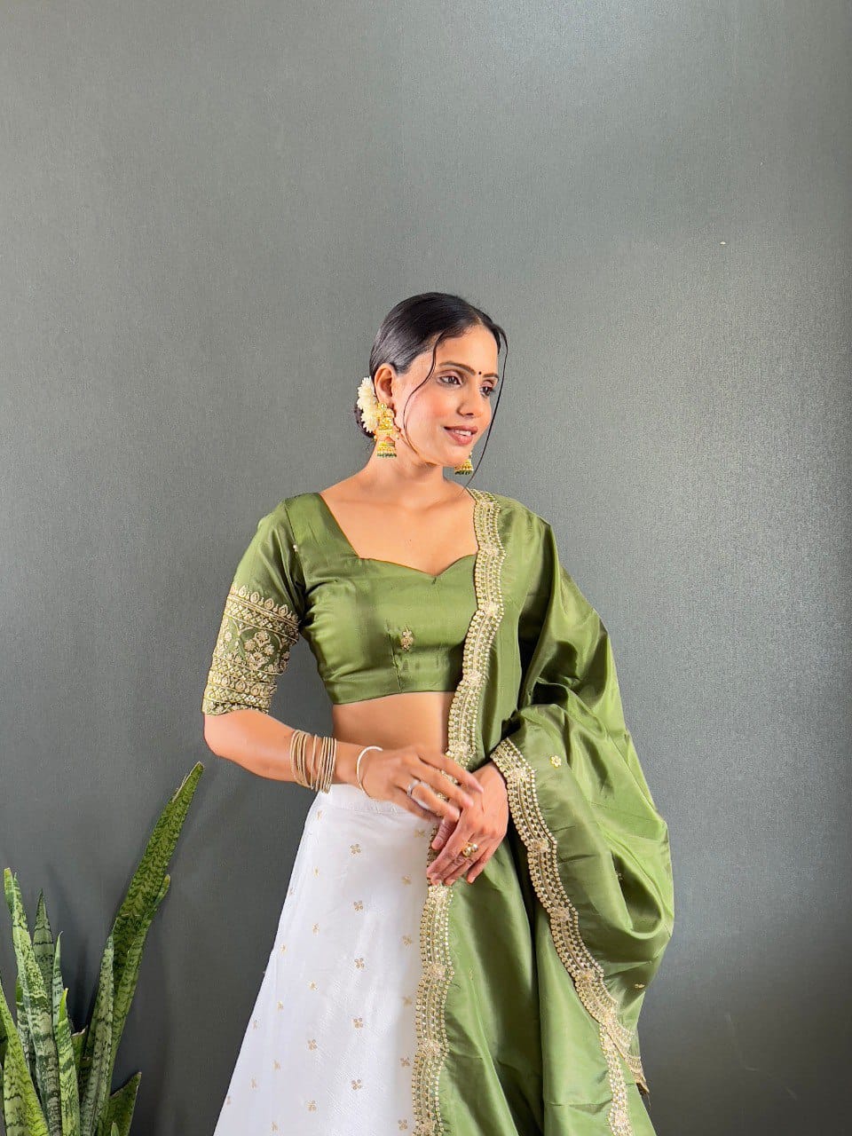 Mausam Designer Lehenga Set | Heavy Embroidery Chinon Lehenga with Malbari Silk Choli & Dupatta