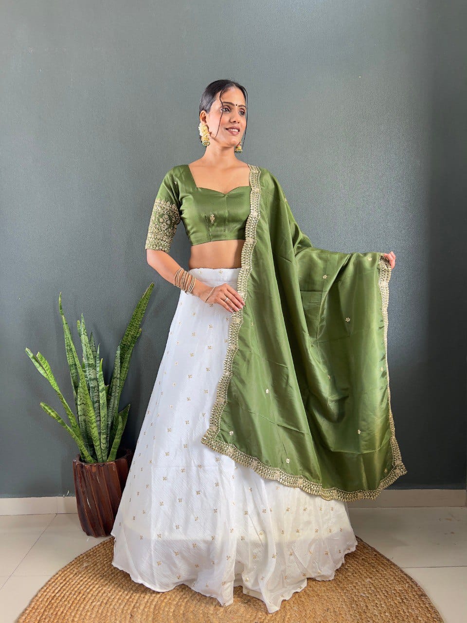 Mausam Designer Lehenga Set | Heavy Embroidery Chinon Lehenga with Malbari Silk Choli & Dupatta