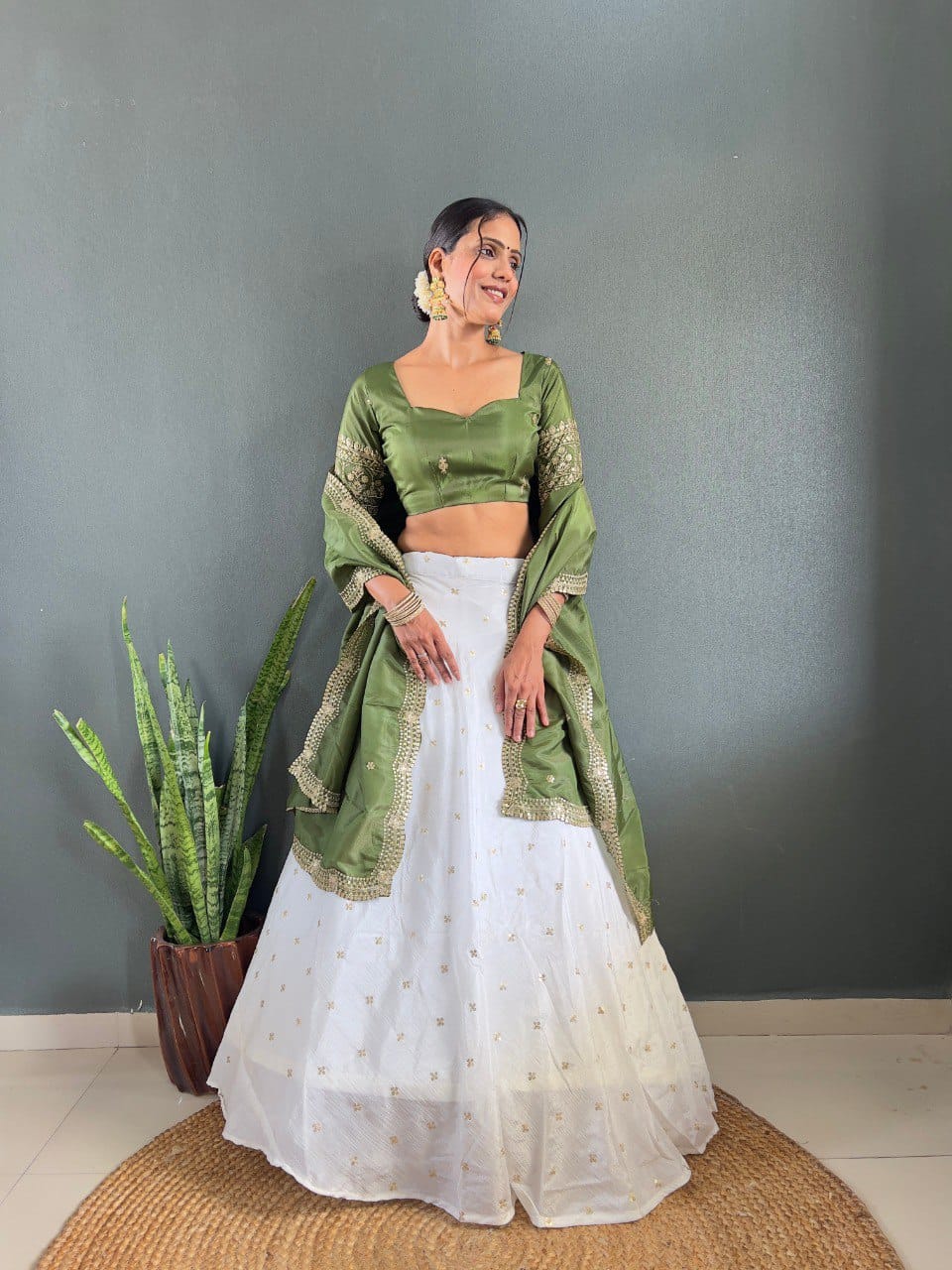 Mausam Designer Lehenga Set | Heavy Embroidery Chinon Lehenga with Malbari Silk Choli & Dupatta
