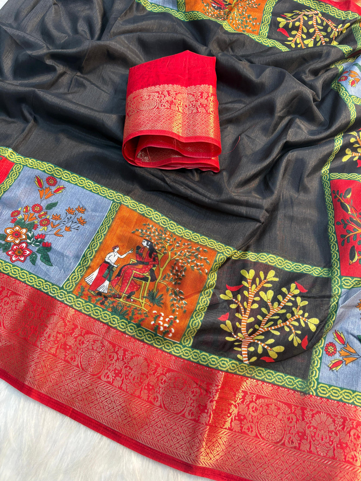 Elegant Dola Silk Saree with Jacquard Border & Matching Blouse – Super Soft Fabric