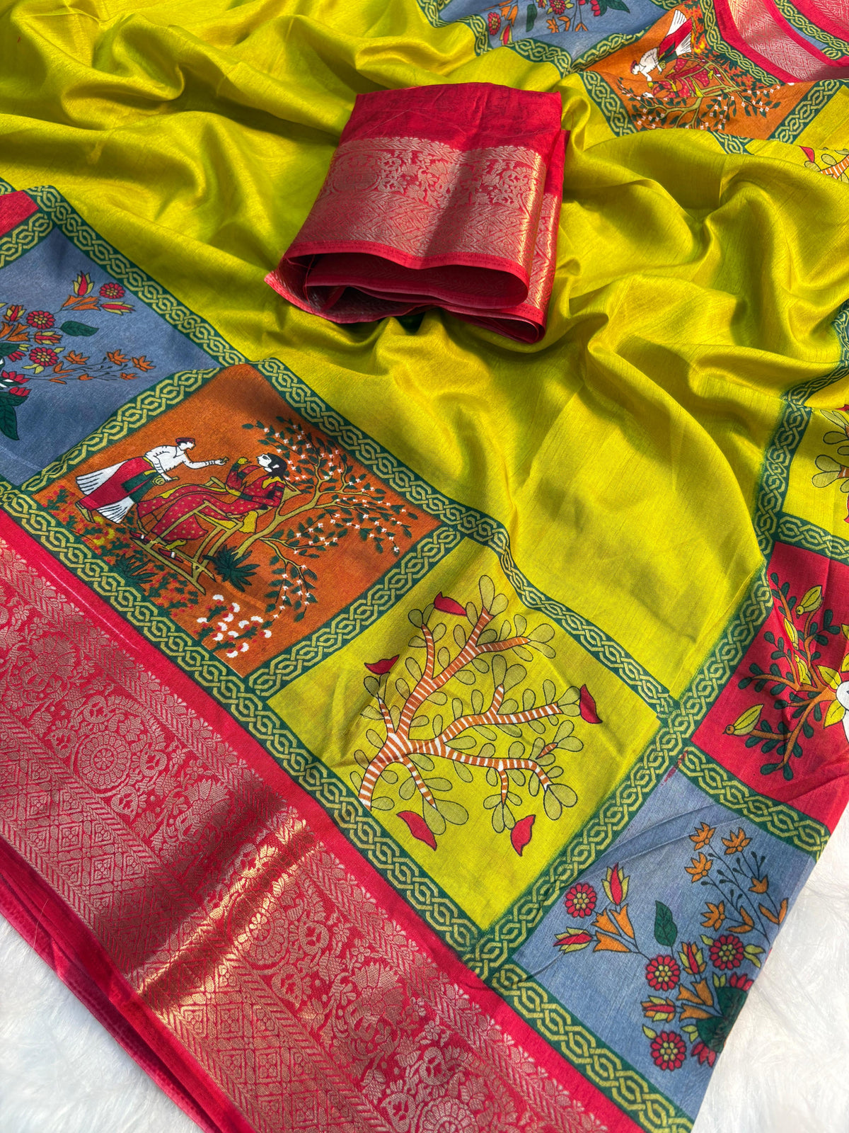 Elegant Dola Silk Saree with Jacquard Border & Matching Blouse – Super Soft Fabric
