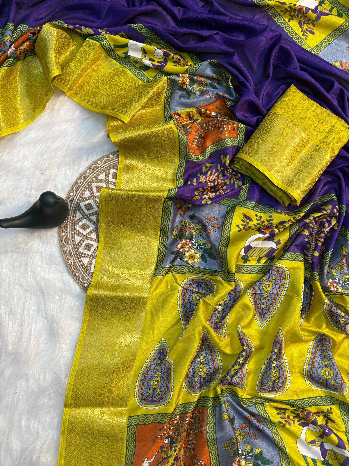 Elegant Dola Silk Saree with Jacquard Border & Matching Blouse – Super Soft Fabric