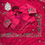 Rani Color Premium Mothra Georgette Saree with Designer Stitched Blouse