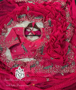 Rani Color Premium Mothra Georgette Saree with Designer Stitched Blouse