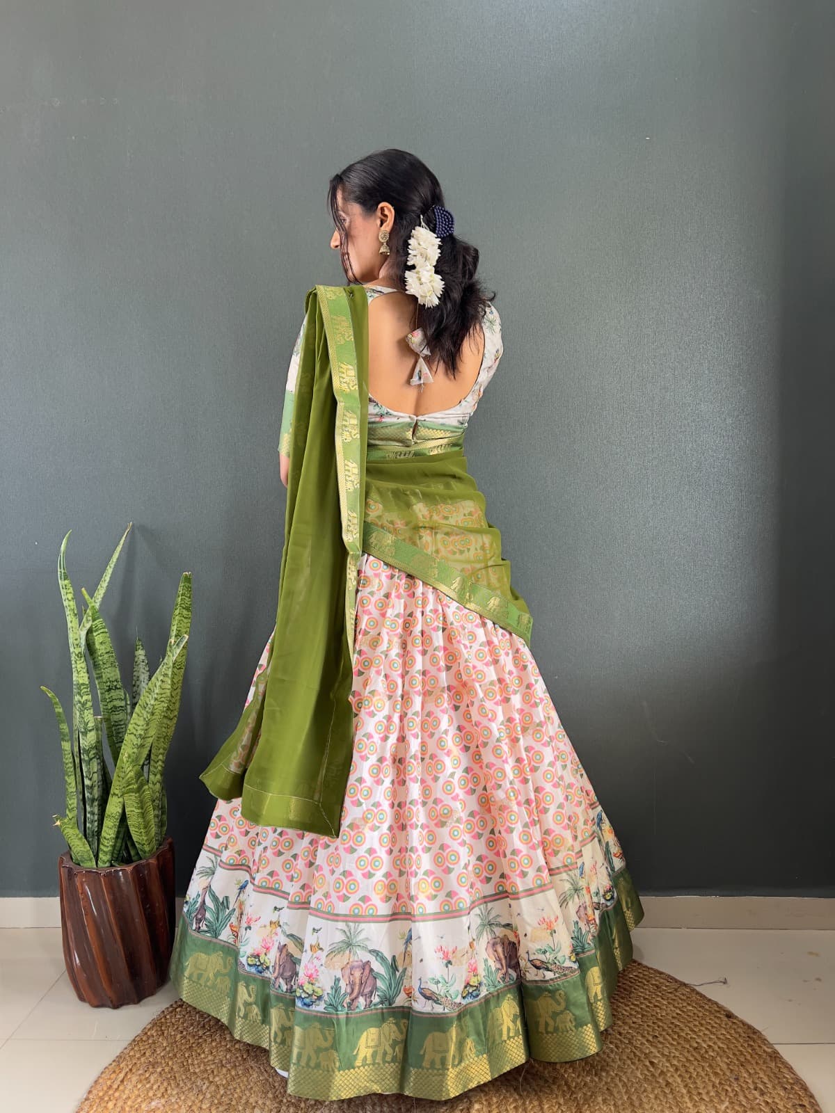 Gajanand Printed Dola Cotton Silk Lehenga Set with Fancy Georgette Dupatta