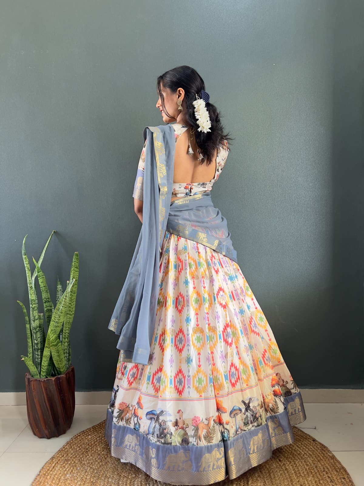 Sindoor Dola Cotton Silk Printed Lehenga Set with Fancy Georgette Dupatta