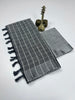 Pure Cotton Linen Saree with Silver Jari Weaving & Tassels