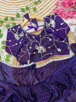 Pure Soft Satin Silk Saree with Heavy Hand Jharkhand Border & Fully Stitched Beads Jhal Blouse