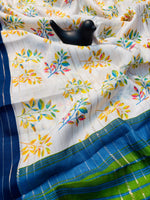 Elegant Dull Moss Jik-Jak Pattern Saree with Matching Blouse – Super Soft Fabric