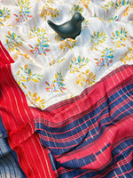 Elegant Dull Moss Jik-Jak Pattern Saree with Matching Blouse – Super Soft Fabric