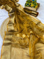 Pure Jacquard Weaving Khadi Silk Tissue Organza Saree with Elegant Border