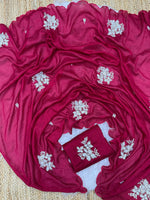 Elegant Two-Tone Vichitra Silk Saree with Sequin Work and Arco Border