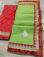 Traditional Bandhej Cotton Silk Saree with Jari Weaving Checks
