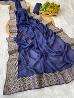 Kamela Vichitra Silk Saree with Diamond Work & Fancy Jequrd Lace