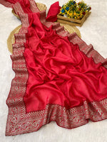 Kamela Vichitra Silk Saree with Diamond Work & Fancy Jequrd Lace