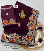 Heavy Silky Blooming Georgette Saree with Thread & Gotapatti Work + Banglori Work Blouse