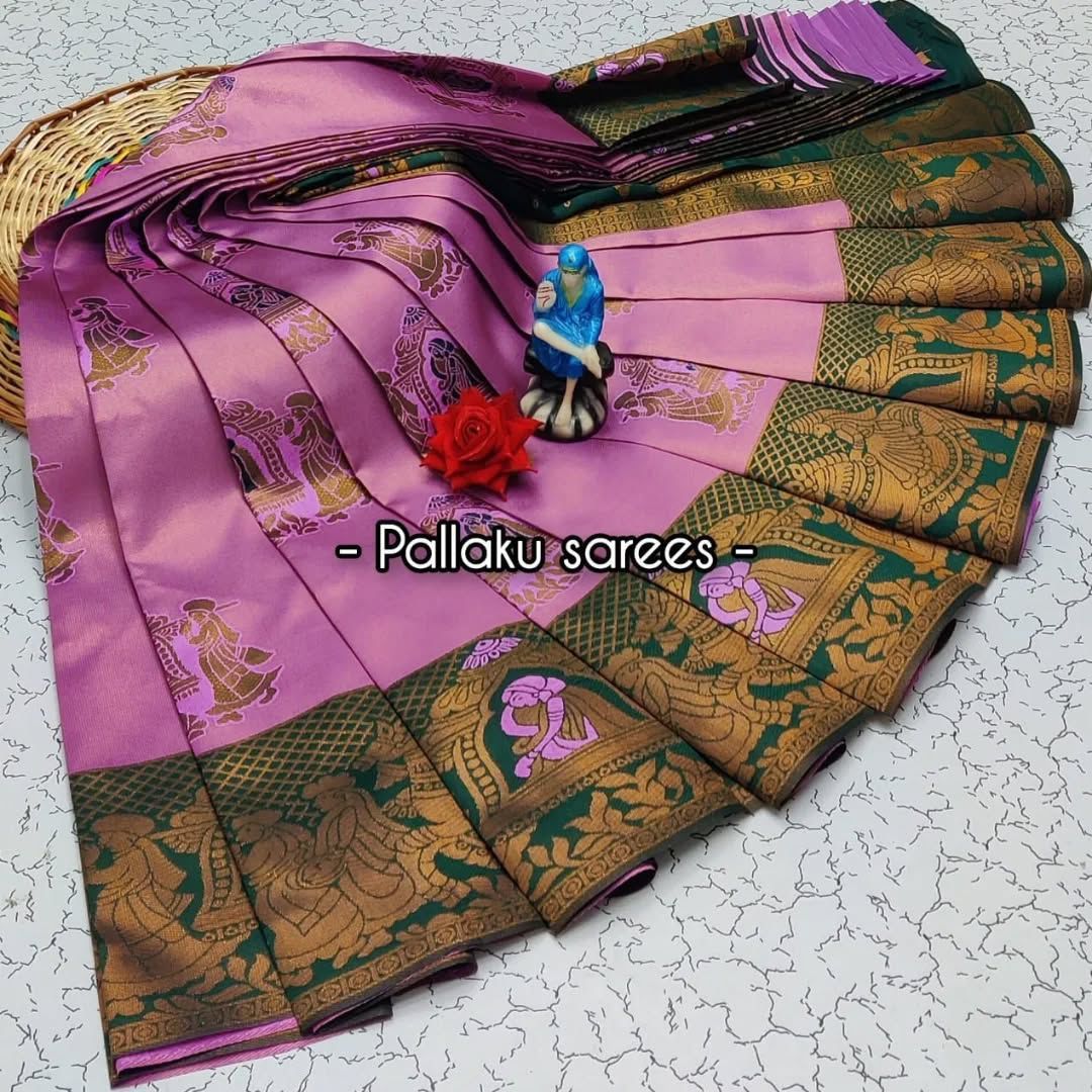 Premium Kubera Silk Saree with 3D Embossed Weaving & Rose Gold Jari