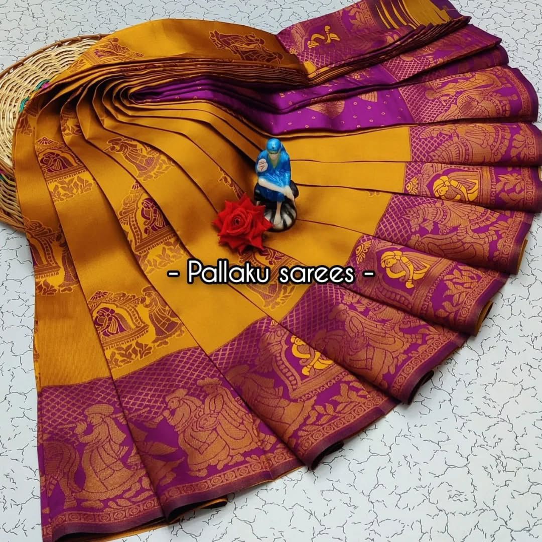 Premium Kubera Silk Saree with 3D Embossed Weaving & Rose Gold Jari