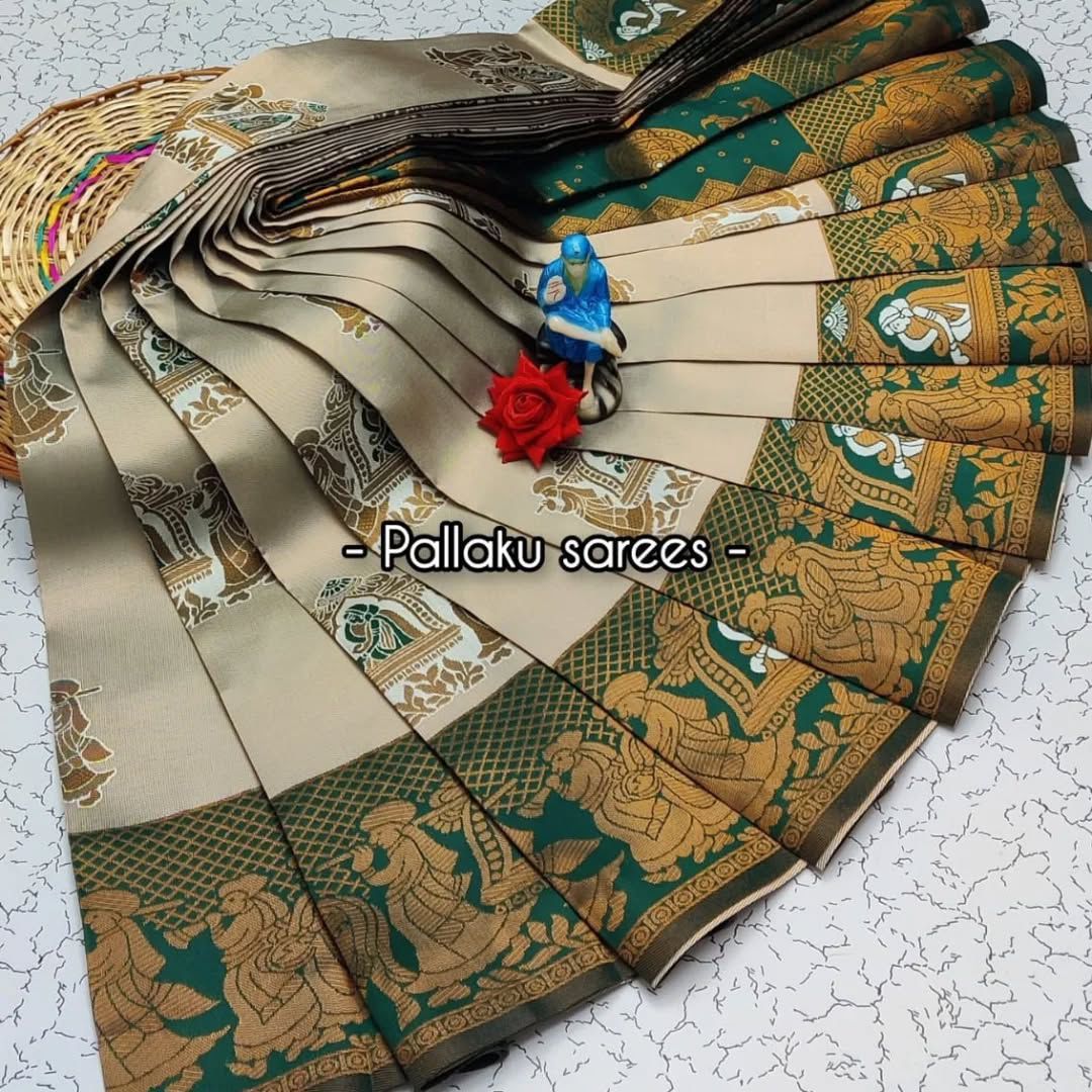 Premium Kubera Silk Saree with 3D Embossed Weaving & Rose Gold Jari