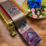 Premium Kubera Silk Saree with 3D Embossed Weaving & Rose Gold Jari