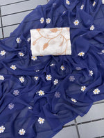 Gorgeous Georgette Saree with Thread Embroidery & Embellished Banglori Blouse