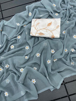 Gorgeous Georgette Saree with Thread Embroidery & Embellished Banglori Blouse