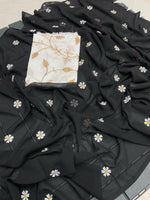 Gorgeous Georgette Saree with Thread Embroidery & Embellished Banglori Blouse