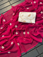 Gorgeous Georgette Saree with Thread Embroidery & Embellished Banglori Blouse