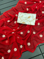 Gorgeous Georgette Saree with Thread Embroidery & Embellished Banglori Blouse