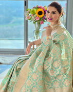 Elegant Soft Lichi Silk Saree with Rich Jacquard Work & Contrast Blouse