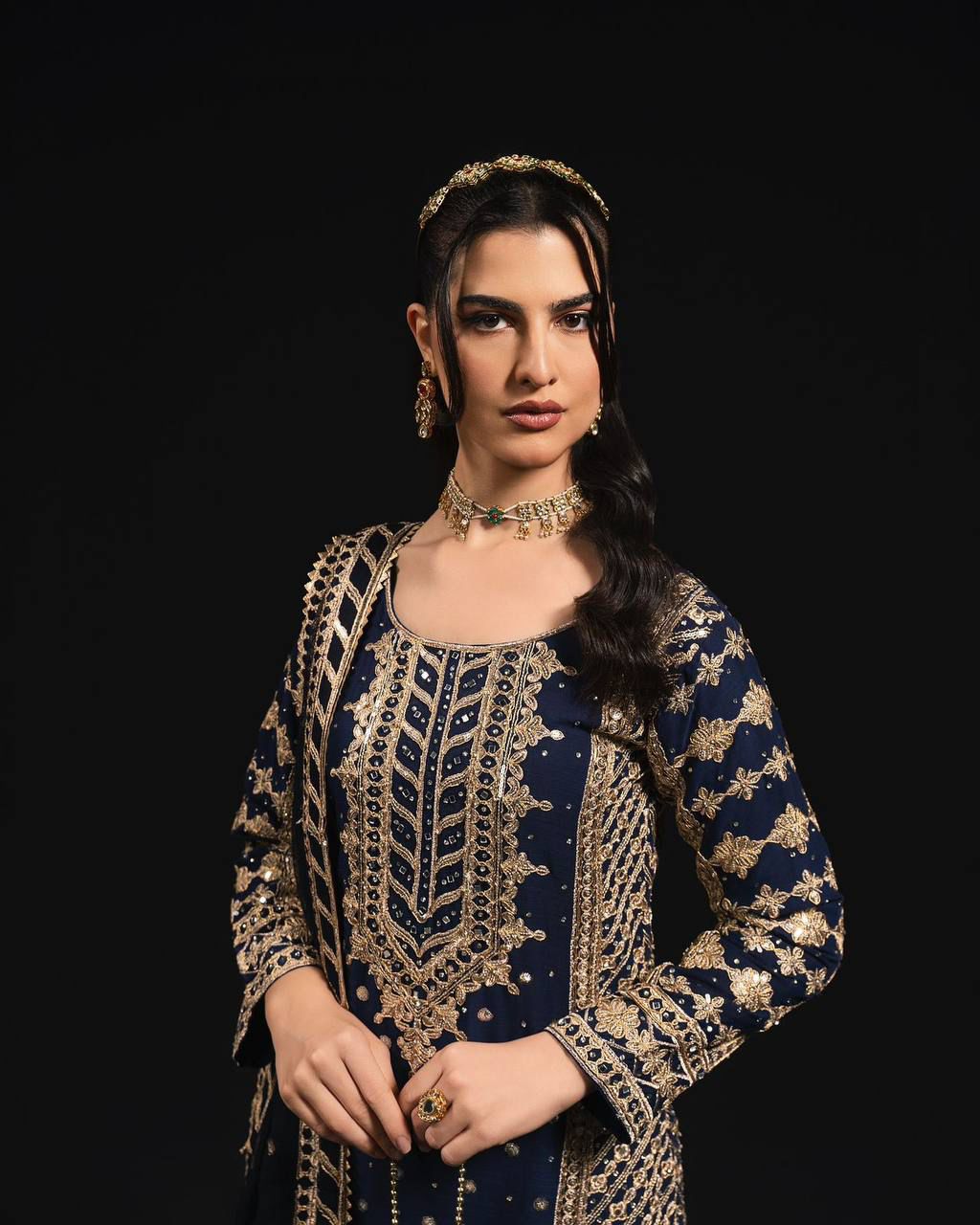 Elegant Foux Georgette Top-Pant-Dupatta Set with Thread & Sequence Work