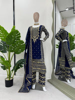 Elegant Foux Georgette Top-Pant-Dupatta Set with Thread & Sequence Work