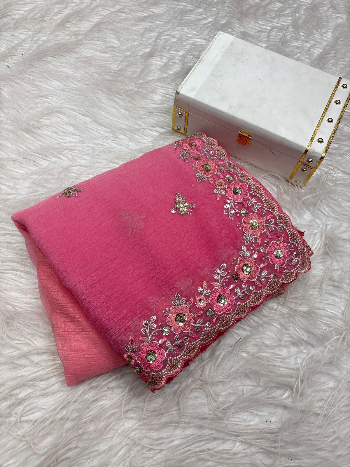 Nayan Sarees – Soft Crunchy 3D Padding Saree with 5mm Sequence & Multi-Thread Embroidery