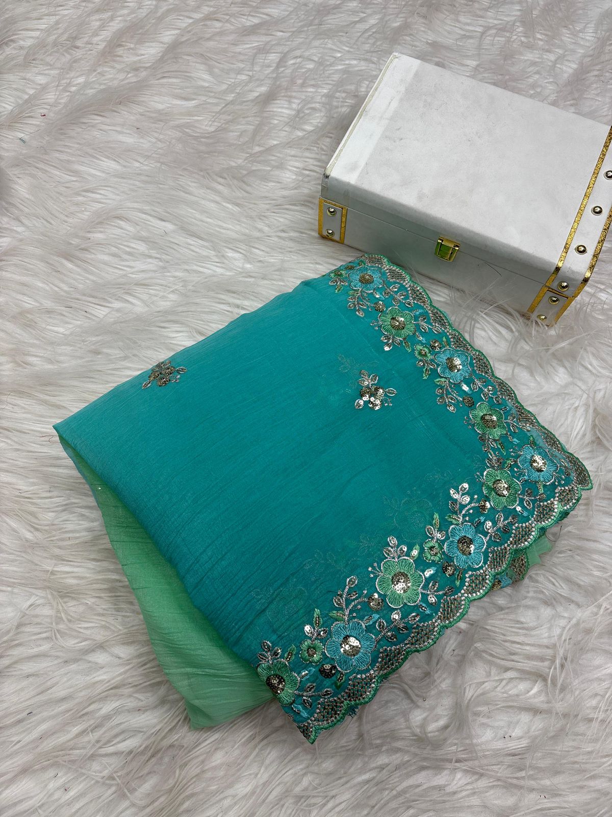 Nayan Sarees – Soft Crunchy 3D Padding Saree with 5mm Sequence & Multi-Thread Embroidery
