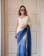 Plain Linen Saree with Digital Print & Latkan