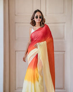 Plain Linen Saree with Digital Print & Latkan