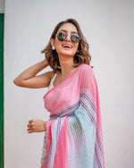 Plain Linen Saree with Digital Print & Latkan