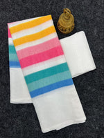 Plain Linen Saree with Digital Print & Latkan