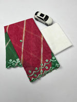 Plain Linen Saree with Mirror & Digital Print Work + Bangalory Satin Blouse