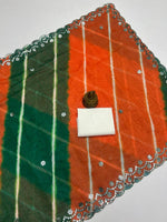 Plain Linen Saree with Mirror & Digital Print Work + Bangalory Satin Blouse