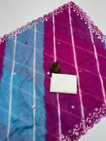 Plain Linen Saree with Mirror & Digital Print Work + Bangalory Satin Blouse