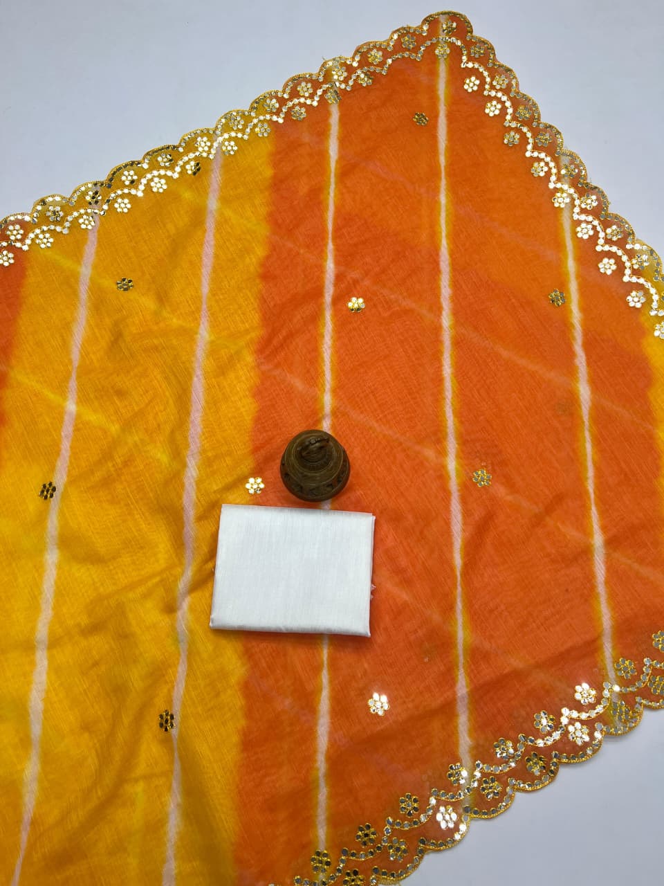 Plain Linen Saree with Mirror & Digital Print Work + Bangalory Satin Blouse