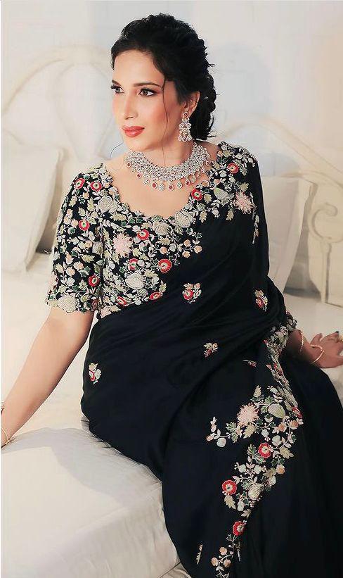 Sargam Sarees – Faux Georgette with Multicolour Thread & Sequins Work