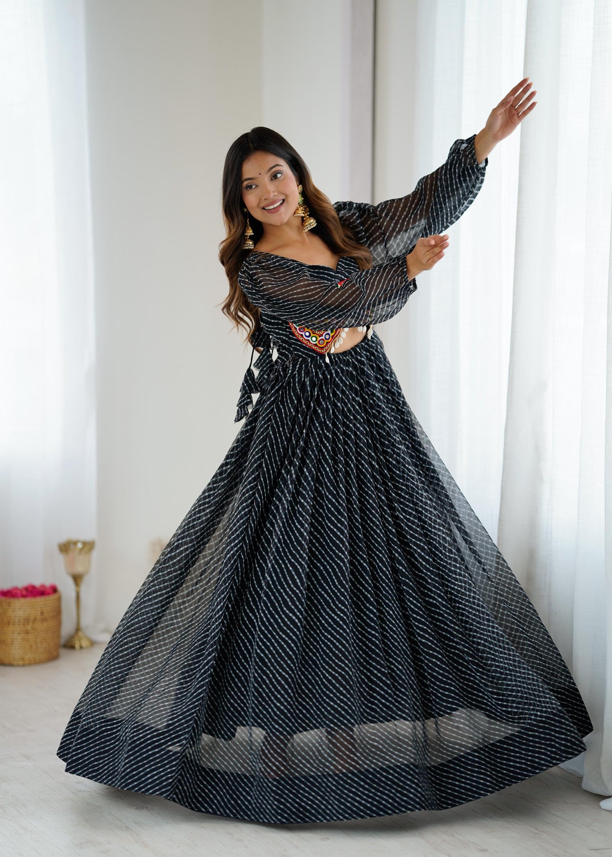 Georgette Digital Print Maxi Dress with Chain-Stitch Work