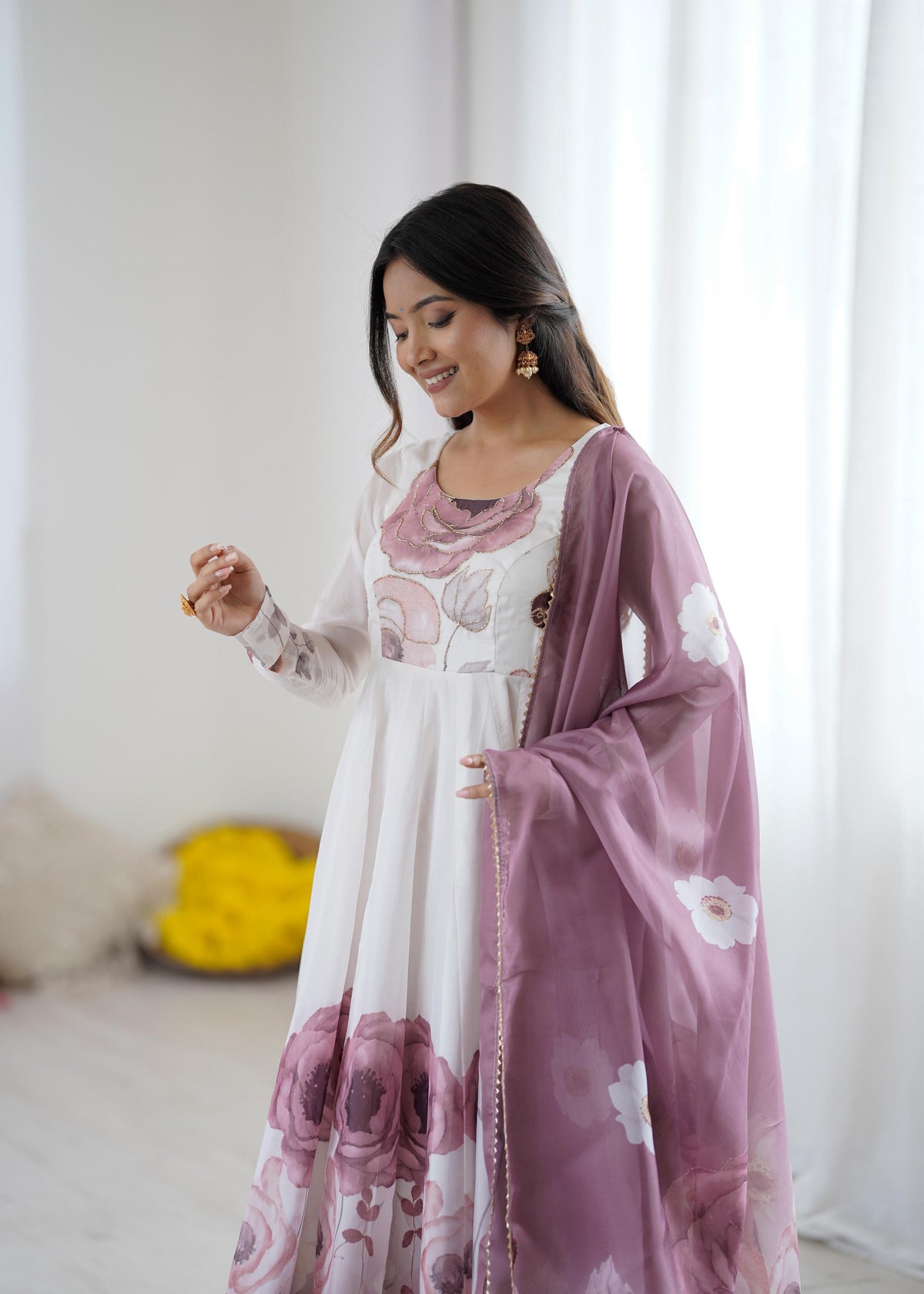 Premium Organza Silk Anarkali Set with Dupatta