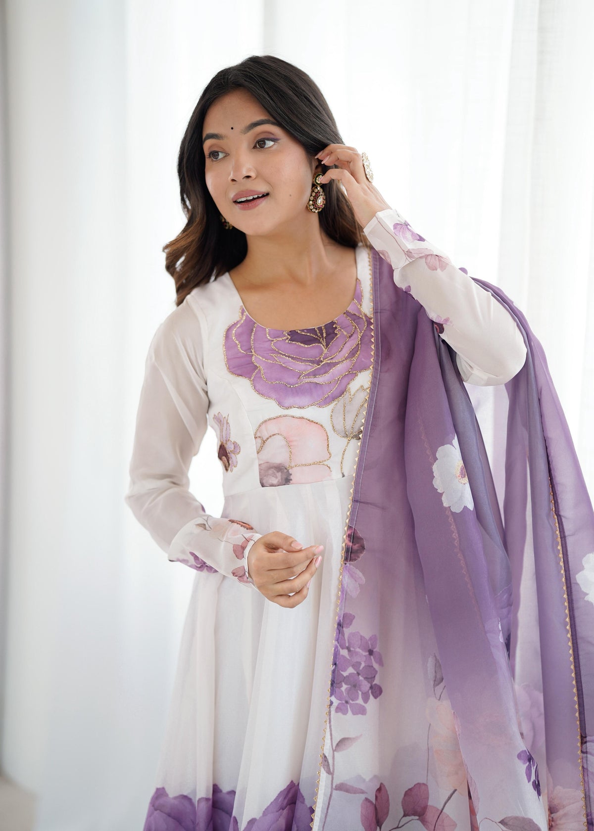 Premium Organza Silk Anarkali Set with Dupatta