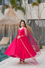 Designer Anarkali Set in Heavy Romansilk Chanderi with Net Dupatta