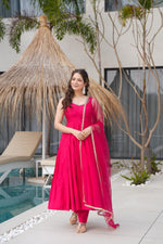 Designer Anarkali Set in Heavy Romansilk Chanderi with Net Dupatta