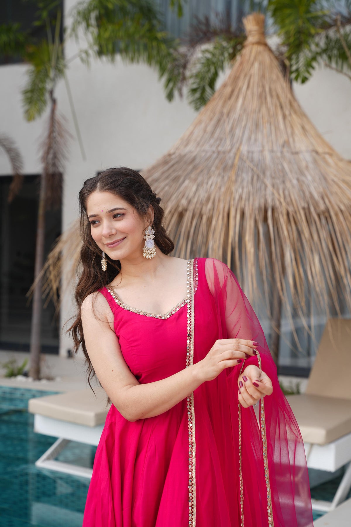 Designer Anarkali Set in Heavy Romansilk Chanderi with Net Dupatta